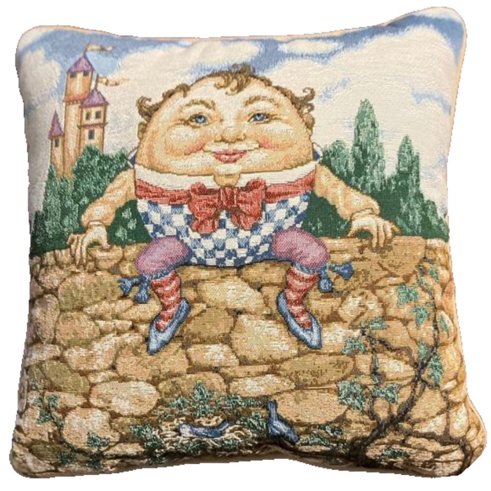 Decorative Humpty Dumpty Tapestry Accent Pillow in Multicolor